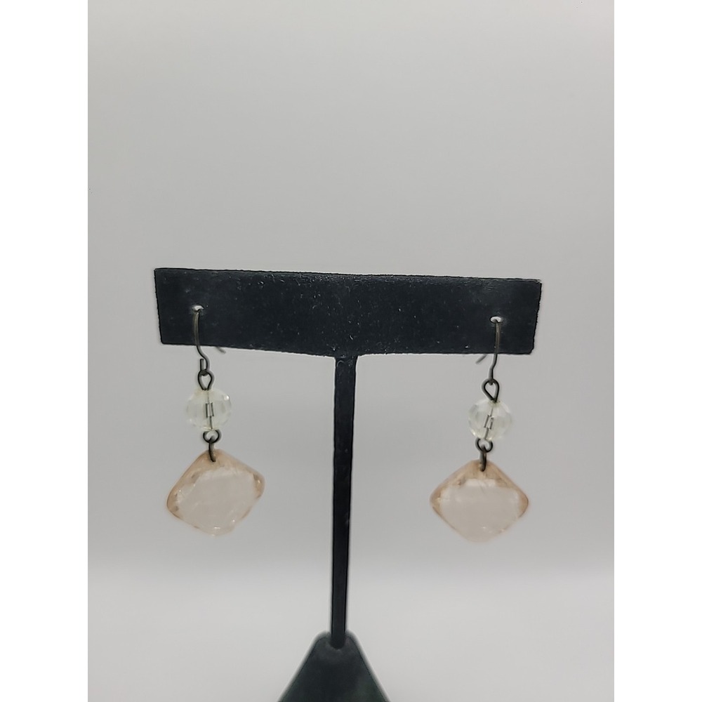 Vintage Premier Designs Earrings Pierced Drop Dangle Pink White Bead Jewelry - Picture 2 of 12
